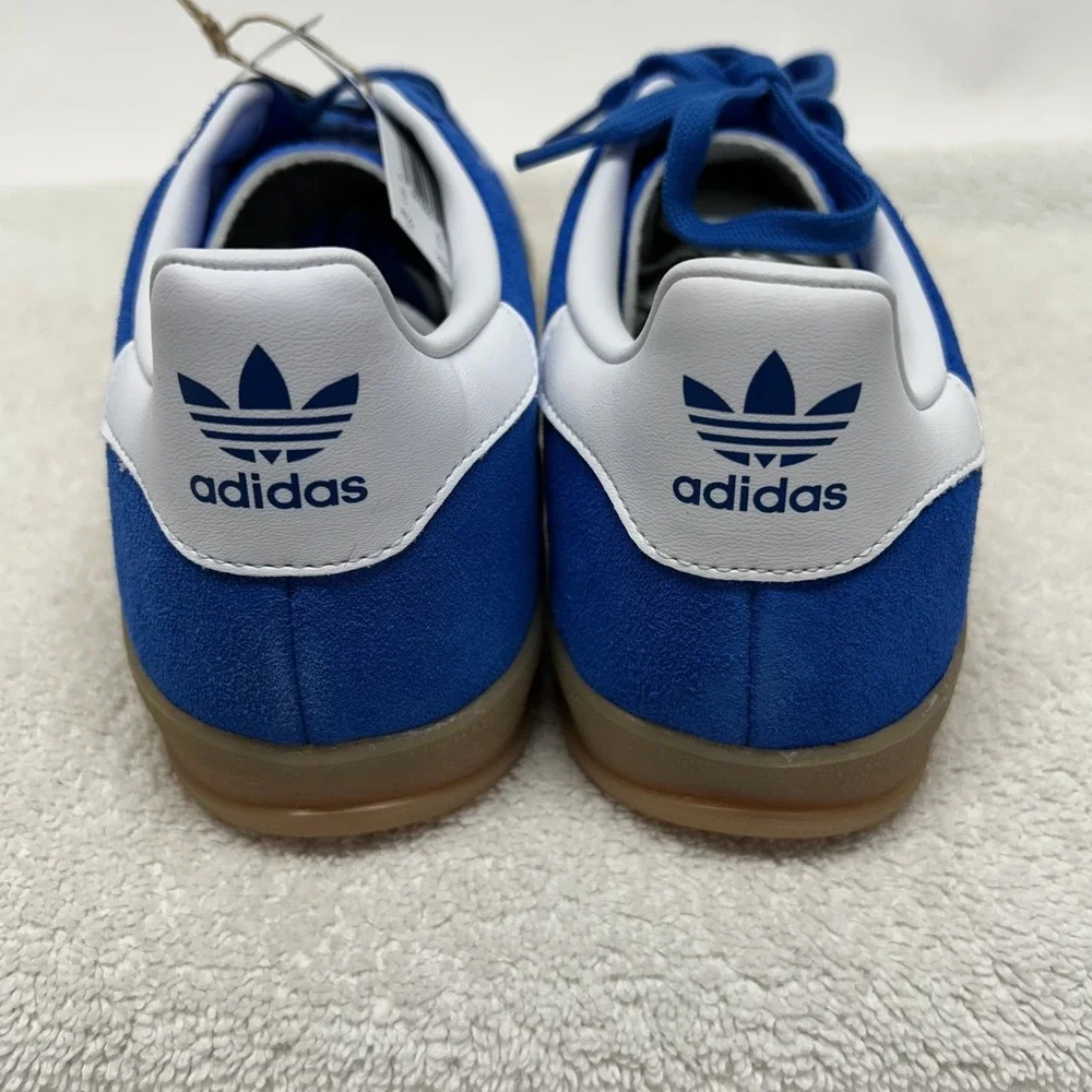 Adidas Mens Size 9 W's 10.5 Blue Bird/Cloud White/Gum Sole Gazelle Indoor Shoes